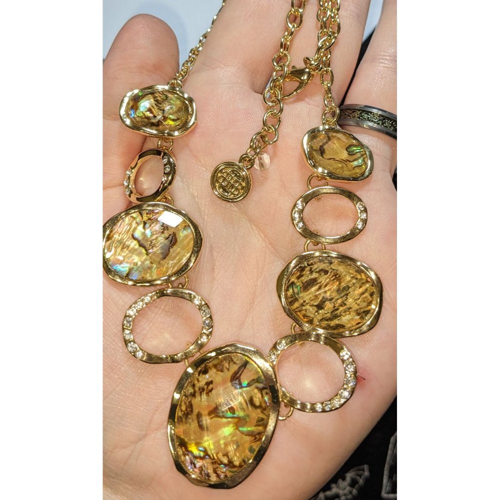 Dana Buchman Gold Shell Rhinestone Necklace - Picture 2 of 5